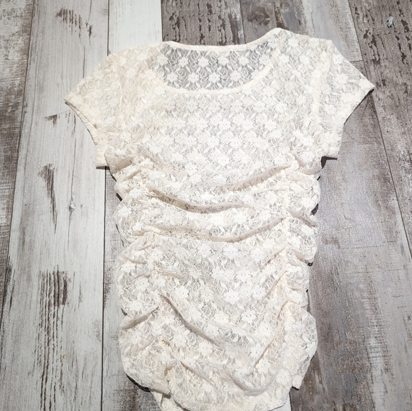 Free People Intimately Keep It Simple Lace Top/Tee in ivory size xs - Picture 6 of 6